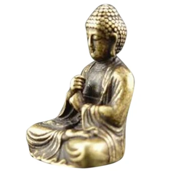 2X Мини-статуя Будды, Бронзовая Статуя Будды, Китайский буддизм, Чистая медь, Бронзовая Статуя Будды Шакьямуни