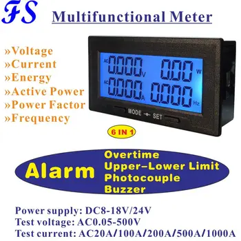 YB5142DM AC 20A 100A 200A 500A PF Метр ЖК-Цифровой Вольтметр Амперметр переменного напряжения Измеритель тока Частоты Тестер энергии Переменного тока 0-500 В