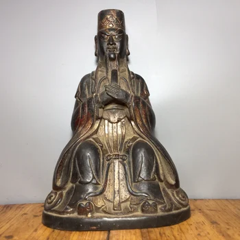 ЛАОЦЗЮНЬЛУ, статуя Будды из чистой бронзы, Размер украшения: Высота 23,8 см, Антиквариат в традиционном китайском стиле, Изобразительное искусство, подарки, ремесла