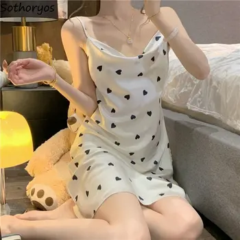 Ночные рубашки Женщины любят творчество Досуг Уютная индивидуальность Изящная Простая Универсальная мода в корейском стиле Женские летние сладости