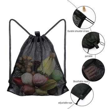 Портативные многофункциональные сетчатые сумки на шнурке для спортзала, баскетбола, наплечной сетчатый рюкзак 40*45 см, уличная пляжная сумка для использования