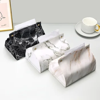 Футляр для салфеток из искусственной кожи с мраморным рисунком, держатель для салфеток, сумка для бумаг, косметичка, футляр для косметики, органайзер для сумок